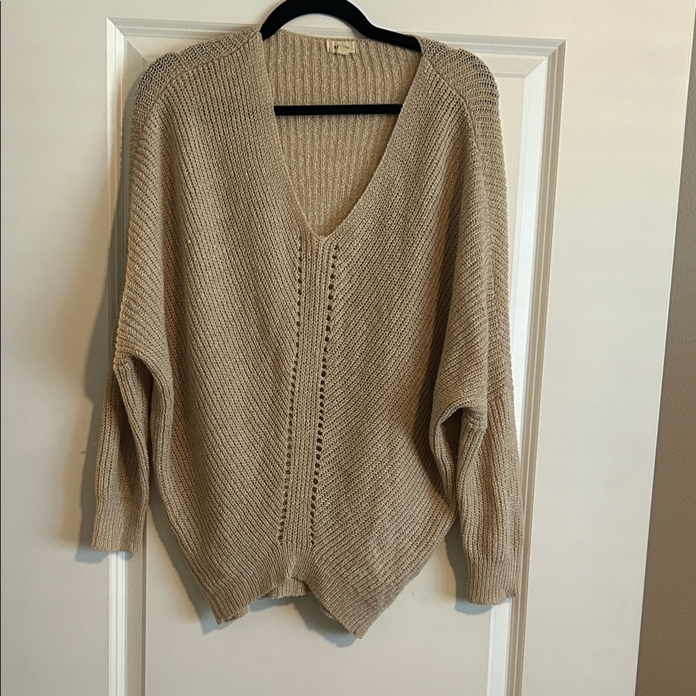 Women's Beige V-Neck Sweater